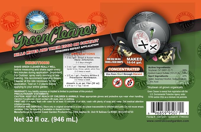 Central Coast Garden Green Cleaner 32 Ounce Quart