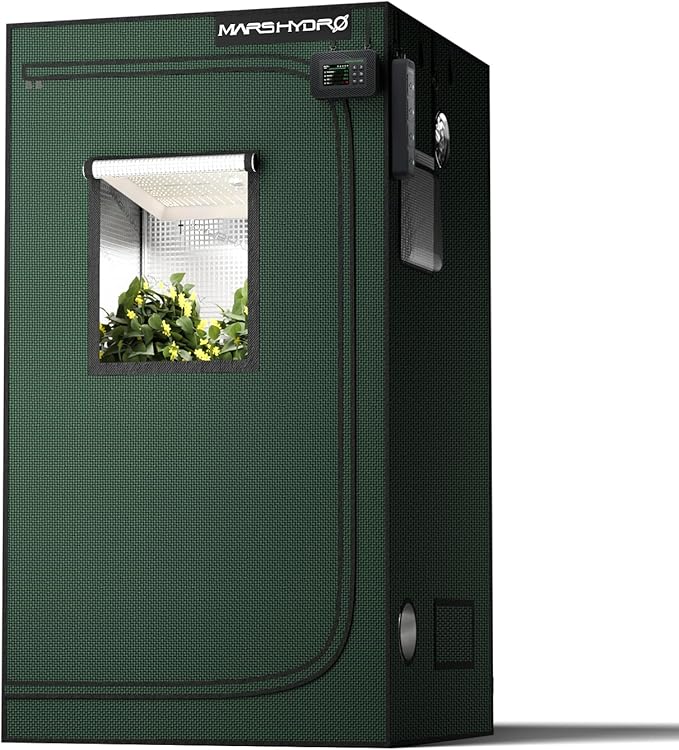 MARS HYDRO 3.3x3.3 Grow Tent Pro, 39"x39"x71" 2000D Thickened Polyester Canvas & High Reflective Mylar, Larger Observation Window, Controller & Socket Hanger,for TS1000/FC3000 Indoor Plant Growing