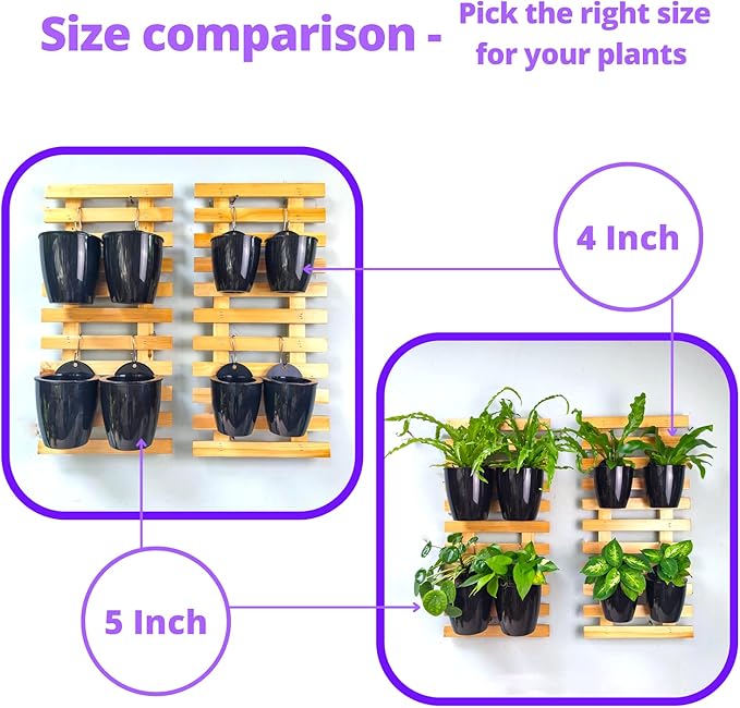 LaLaGreen Bundle- 2-Pack, 16 Inch Rectangular Self Watering Planter + 10-Pack, 5 Inch Black Self Watering Plastic Pot Decorative Eco Living Wall Mount Hanging Garden Windowsill Herb Boxes Indoor Home