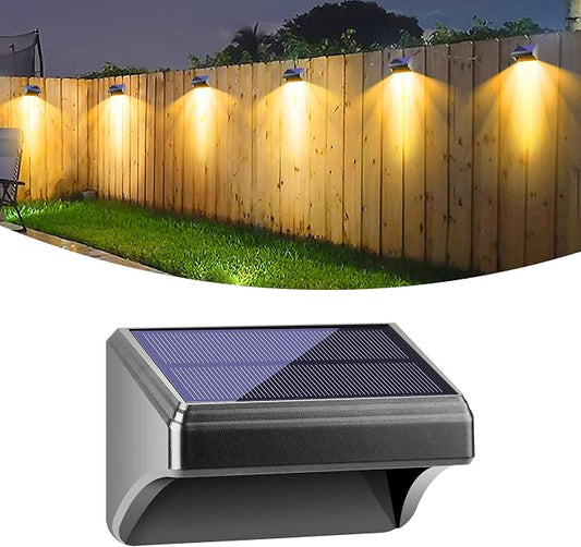 Bridika Solar Fence Lights - Warm White & White, Outdoor Wall & Step Lights, Waterproof for Backyard, Wall, Patio, Deck Railing, Stair (1 Pack)