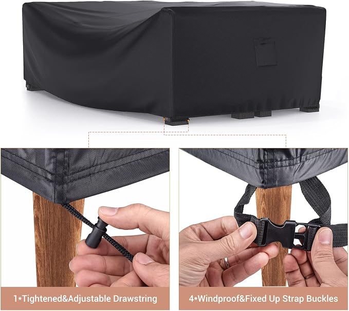 Patio Furniture Set Cover Waterproof, Mrrihand Outdoor Sectional Sofa Set Cover Heavy Duty 600D Table and Chair Set Cover 128" L×83" W×28" H