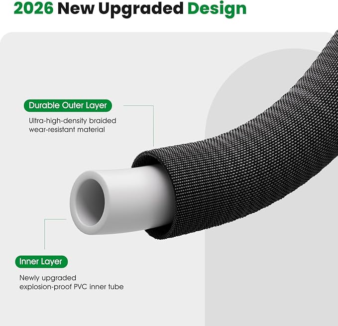Garden Hose 50FT, Non-Expanding Water Hose Ultra Lightweight, Kink-Free, Burst-Resistant, Lead-Free, Durable & Flexible High-Pressure Hose for Yard, Lawn, Outdoor, Car Washing