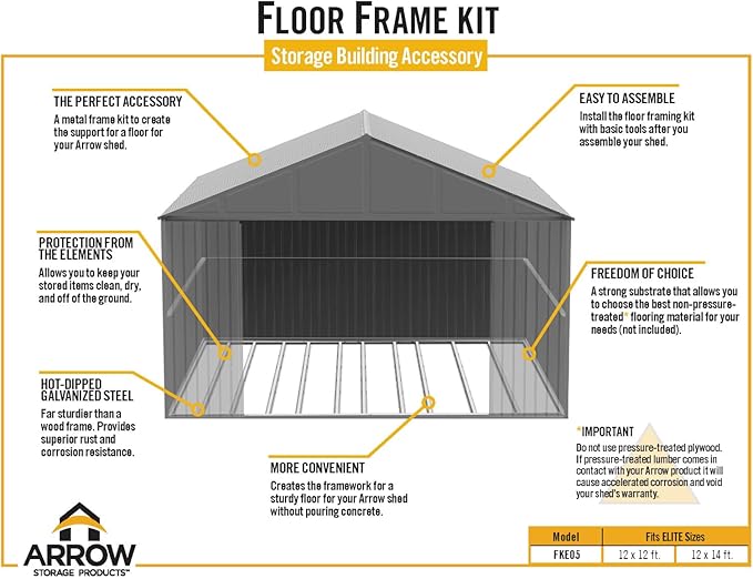 Floor Frame Kit for 12 x 12, 12 x 14, and 14 x 12 ft Sheds