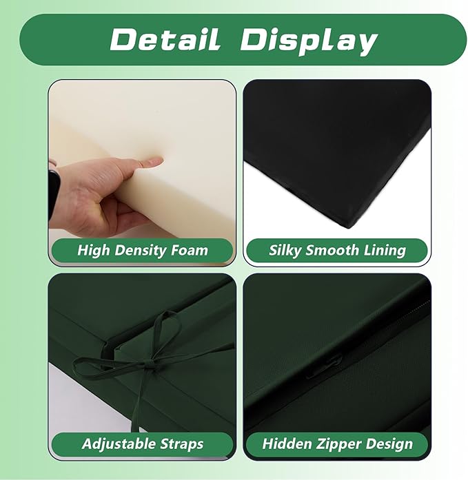 High Back Patio Chair Cushions, 21x20 Waterproof & Fade-Resistant Outdoor Dining Chair Cushions, Indoor/Outdoor High Back Cushion, Seat Pad for Glider and Lawn Chair, Forest Green