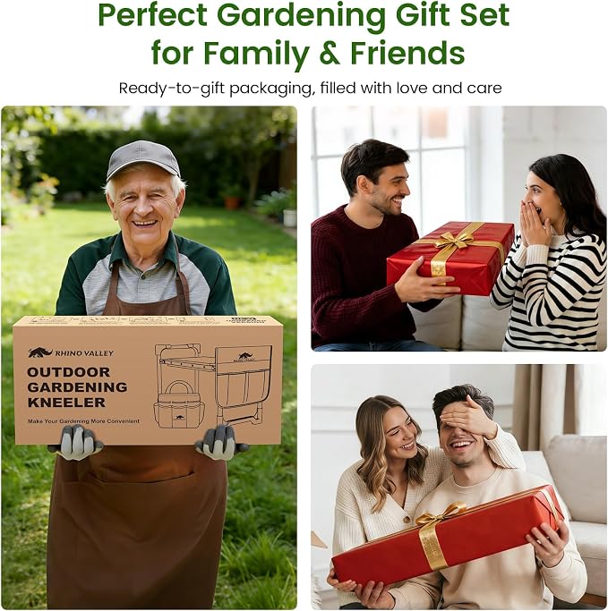 Garden Kneeler and Seat, Heavy Duty 2 in 1 Gardening Stool with 2 Tool Side Bags, Foldable Gardening Bench to Relieve Knee & Back Pain, Garden Chair Gifts for Women, Seniors