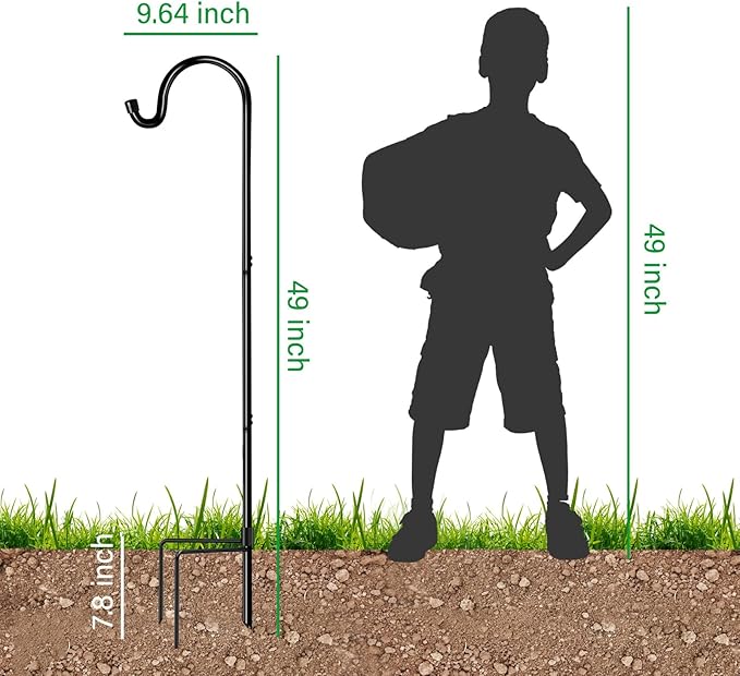GOFORWILD Shepherd Hooks Adjustable, Premium Metal Garden Hook for Outdoor, Hanging Plant, Solar Lights, Lanterns, Bird Feeders, and Wedding Decor, 49 Inch, 6 Pack