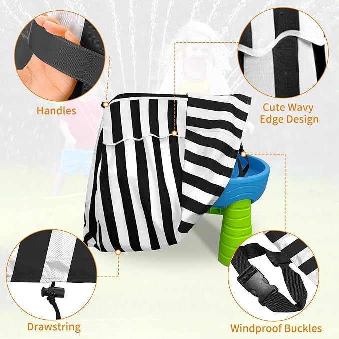 AKEfit Kids Water Table Cover Fits Rain Showers Splash Pond Water Table for Toddlers, Waterproof Dustproof Outdoor Toys Cover, Black White