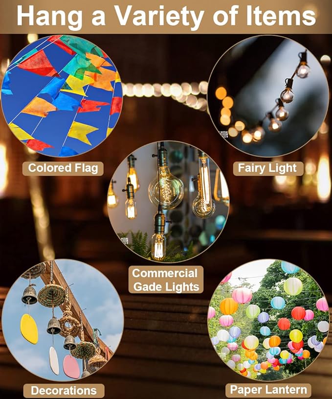 Queension 10FT Ground Base String Light Poles for Outdoor String Lights for Garden, Backyard, Patio Lighting Stand for Parties, Bistro & Weddings, 4.2lbs, 2 Pack
