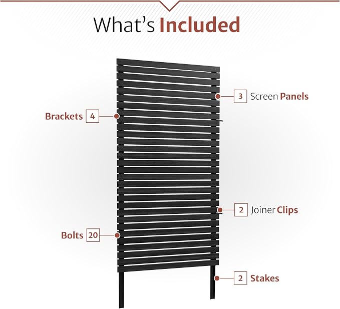 6ft H x 3.1ft W (1 Panel) No Dig Enclo Aspen Charcoal Wood Privacy Screen, Decorative Patio Screen, Great to Hide Trash Cans, Outdoor Privacy Fence Panel, Air Conditioner Barrier, EC18042