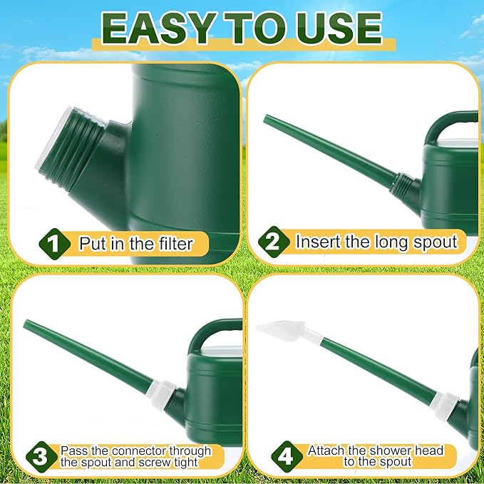 Reallnaive 6 Pcs Indoor Watering Can Set 1/2 Gallon Can 6.8 oz Spray Bottle 17 oz Squeeze Bottle Plant Watering Globes Soil Moisture Meter Small Spraying Set for Indoor Outdoor(Army Green)