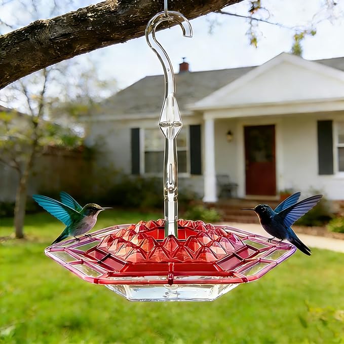 2 Pack Hummingbird Feeder for Outdoors Hanging,16 OZ Humming Birds Feeders with 30 Bee Proof Leak Proof Feeding Ports,Bird Feeder for Outside,Gifts for Women Mom,Hanging Garden Yard Décor