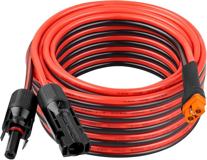10AWG 25FT Solar to XT60i Extension Cable 3 6 10 35 50 75 100FT Heavy Duty Adapter Cable Connector XT60i Wire for Portable Power Station, Solar Panel, RV, Battery, Renewable Energy Applications