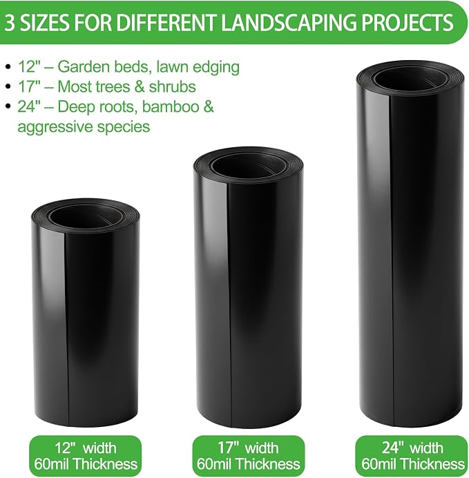 Convivium Tree Root Barrier Roll, 60mil Recycled HDPE Root & Bamboo Barrier for Landscaping, Heavy-Duty Root Blocker for Sidewalks, Driveways & Garden Edging (24in x 50ft x 60mil)