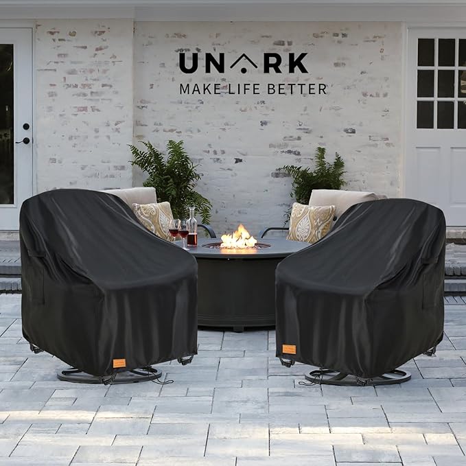 Outdoor Swivel Chair Covers Waterproof 2 Pack,Outdoor Chair Covers Patio Furniture Cover for Deck Patio Swivel Chair Heavy Duty,35 W x 37 D x 36 H inches Black