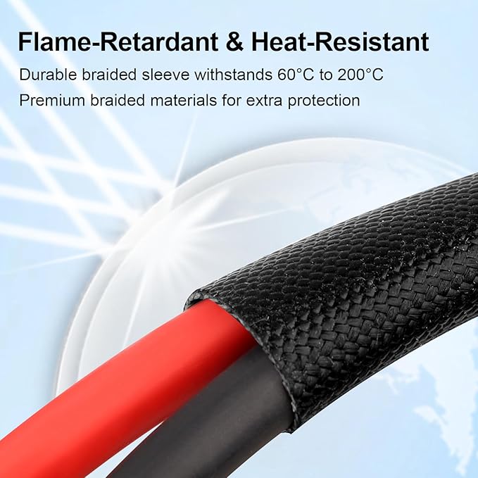 XRDS -RF Solar Panel Cable 6FT, 10AWG Solar Extension Cable with Male & Female Solar Connectors, Flame-Retardant Protective Sleeving Solar Cable, Weatherproof PV Wire for Solar Panel Connection