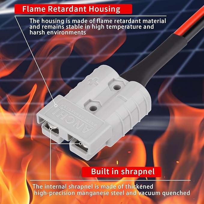 ELFCULB 10AWG 2FT Battery Quick Connect/Disconnect to Anderson Extension Cable, Anderson SB50-PP45 Amp Connector Cable for Solar Portable Gennerator Battery Power Transfer
