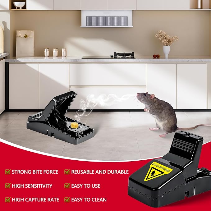 USKICH 8 Pack Mouse Traps Indoor for Home, Mouse Trap for House Indoor Kill, Reusable Mice Traps, Small Rat Traps for Home, Quick-Set Effective Mousetraps for Family