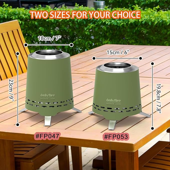 2 in 1 Portable Fire Pit with Pot Bracket & Carry Bag, Camping Stove Smokeless Fireplace for Patio Backyard RV Tailgating, Stainless Steel, Green 9", #FP047