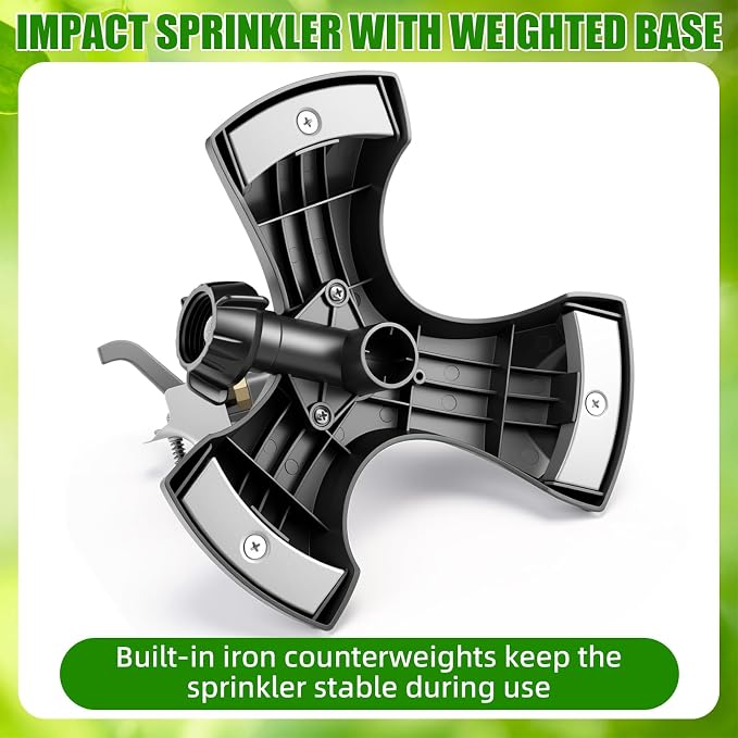 Reallnaive 3 Pcs Adjustable Oscillating Sprinkler 4 Way ABS Lawn Sprinkler Covers 4000 Sq. ft 16 Nozzle with Quick Connect for Garden Large Area Watering (ABS Base)