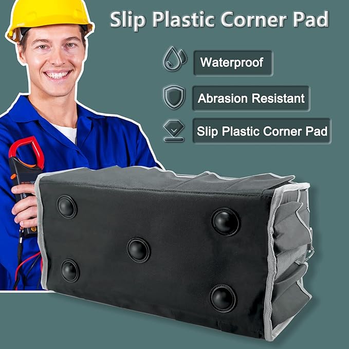 16in Tool Bags For Men Heavy Duty, Tool Bag Organizer Foldable Open Top Tool Bags, Tool Tote Bag With Handle, Wide Mouth Electrician Tool Tote, 22 PCS Pockets Tool Carrier, Grey
