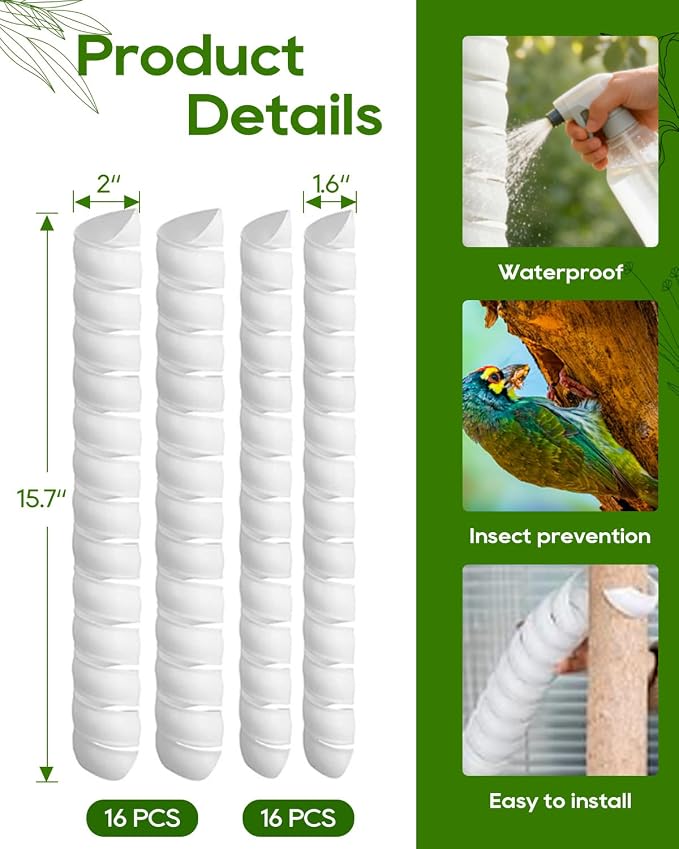 32 PCS Tree Trunk Protector, 2-Sized Sapling bark Protection Tubes, Protecting Trees from Rabbits, Cats, Animals and Lawn mowers