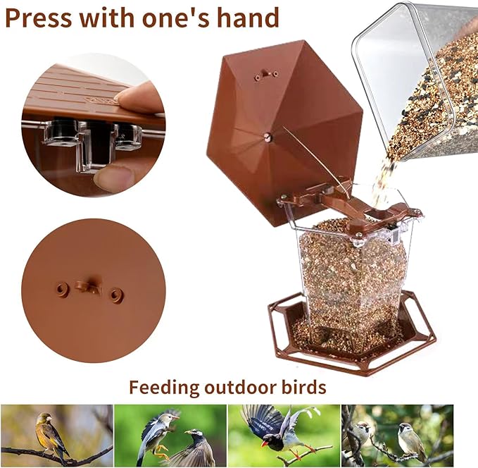 Jealoeur Bird Feeders for Outdoors Hanging Bird Feeder Wild Birds Seed, Brown