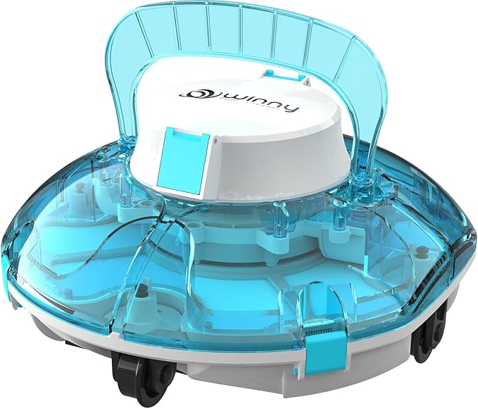 Cordless Robotic Pool Cleaner, Lasts 80 Min, Automatic Vacuum for Above-Ground Pools up to 650 Sq.ft,Portable, Self-Parking (Sky Blue)