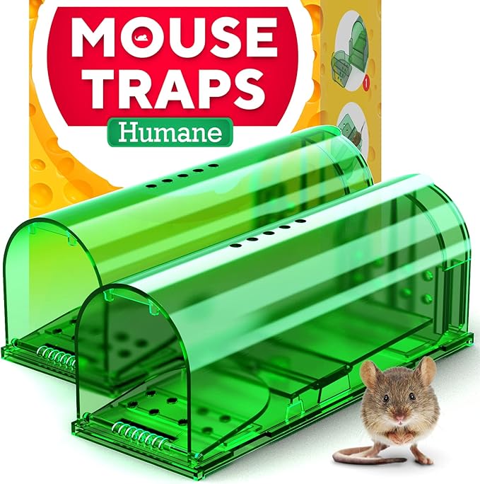 Humane Mouse Trap (2-Pack) – Ultra-Sensitive Catch & Release Live Mice Traps – Fast Home, Indoor & Outdoor Control – Safe for Kids & Pets – Reusable No-Kill Design