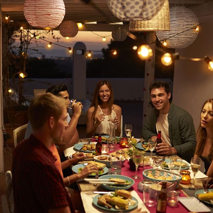Zuske Outdoor String Lights, 150FT Patio Lights with 75 Shatterproof G40 Globe Bulb(3 Spare), Waterproof Connectable Dimmable LED Hanging String Lights for Outside Backyard Porch Balcony(2x75FT)