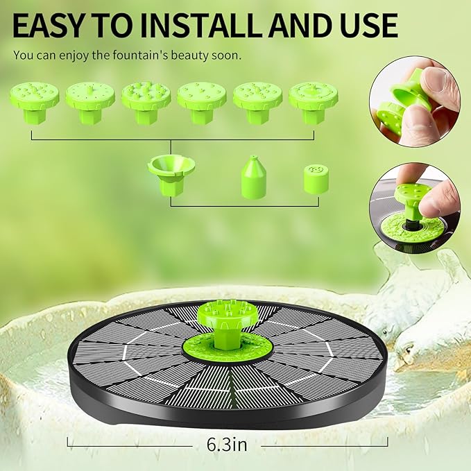 4.0W Solar Bird Bath Fountain Pump, Solar Powered Water Pump, Outdoor Water Fountain with 8 Nozzles for Hummingbirds, Garden, Pool, Pond