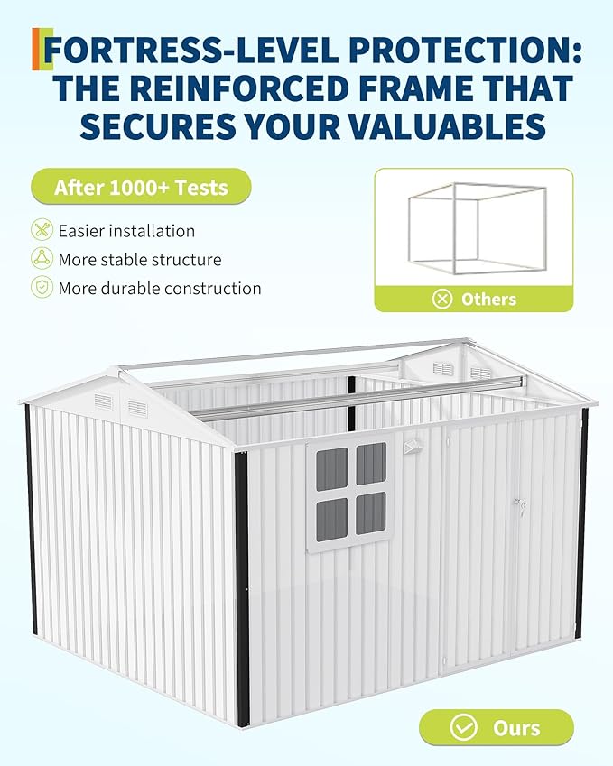 6x8FT Metal Storage Shed with Sloped Roof, Lockable Doors, Solar Light, Windows, and Vents, Outdoor Storage Sheds for Garden, Backyard, Patio Tools and Equipment