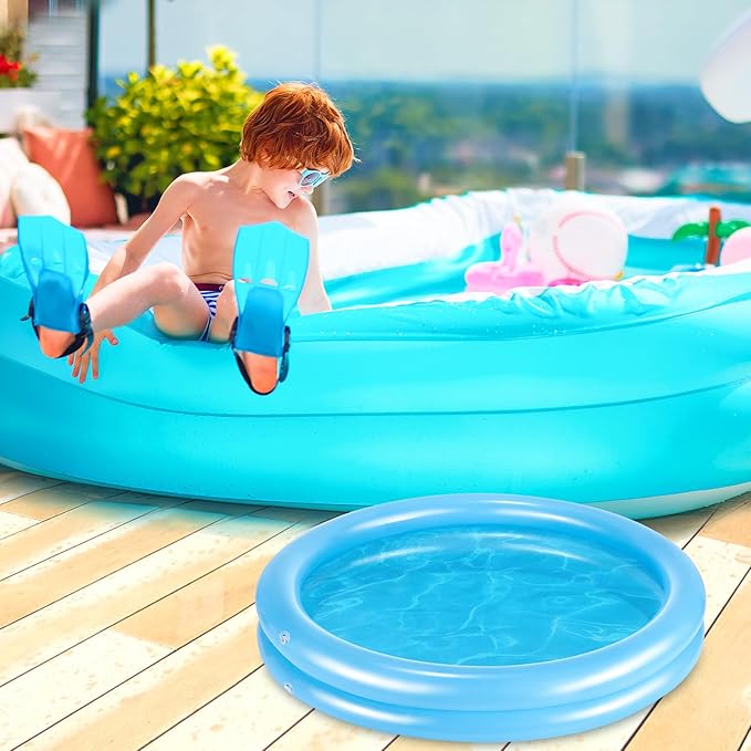 2 Pack Blue Inflatable Pool Foot Bath Basin, Swimming Pool Clean Feet, Foot Soaking Bath Basin for Pool Entry Ladder, Home Spa Treatment for Above Ground Pools