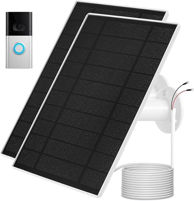 Ring Doorbell Solar Charger, Compatible with Ring Video Doorbell 3/3+/4, Battery Video Doorbell Plus, 13ft Waterproof Charging Cable, 5V6W Fast Charging (2Pack)