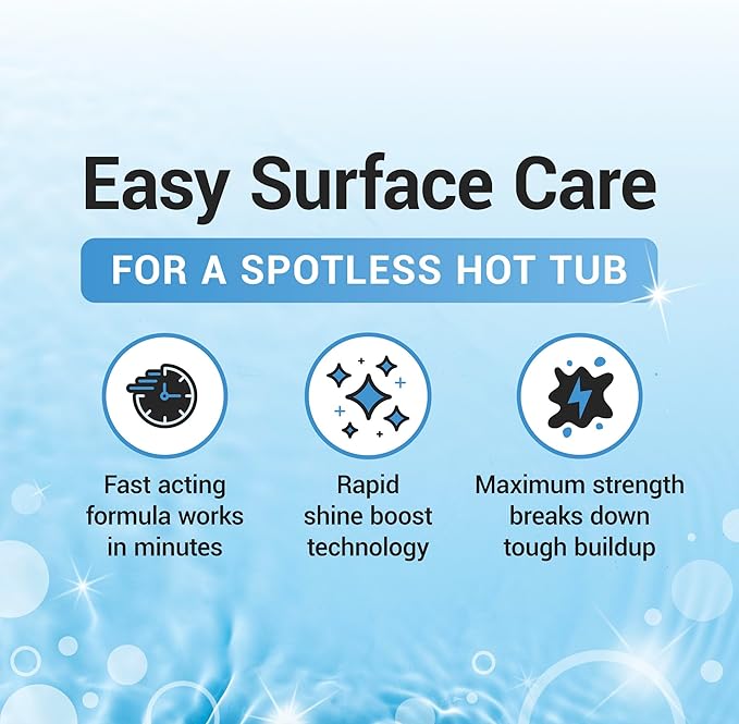 Bio Ouster Hot Tub Surface Cleaner - Hot Tub Cleaner for Inside Surface & Shell - For Standard and Inflatable Spas - Removes Dirt and Grime for a Sparkling Shine - Made in USA (16oz)