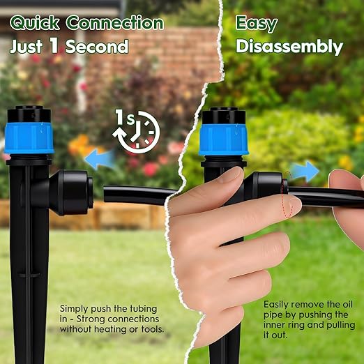 Quick-Connect Drip Irrigation System, 2026-Upgrade Garden Irrigation Kit with 2/5" & 1/4" Tubing, Adjustable Nozzles & Sprinklers, Automatic Watering System for Garden, Lawn, Greenhouse