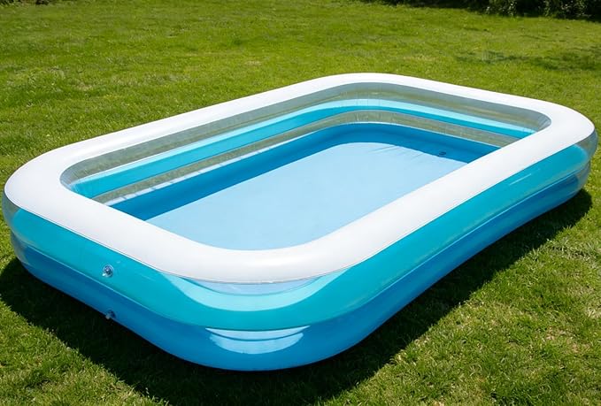 Kids Splash Pool Inflatable 120x72 Inch Rectangular, Extra Large BPA-Free PVC Family Pool ASTM Certified with Easy Drain for Ages 3-12, Thickened Anti-Burst Backyard Summer Pool