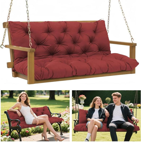 5" Thick Waterproof Porch Swing Cushion 48 x 40 in 3 Seater Replacement Outdoor Swing Cushions with Back Support Patio Swing Cushion for Outdoor Bench Furniture