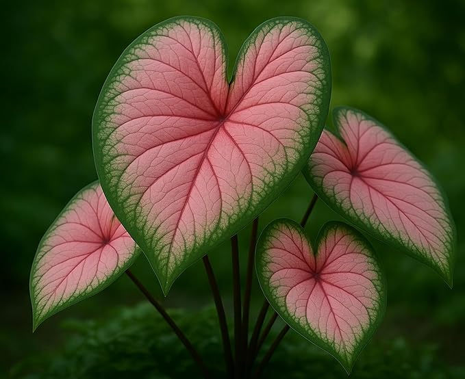 2 Pink Illusion Caladium Bulbs for Planting - Beautiful Leafs Stand Out - Does Well Indoors