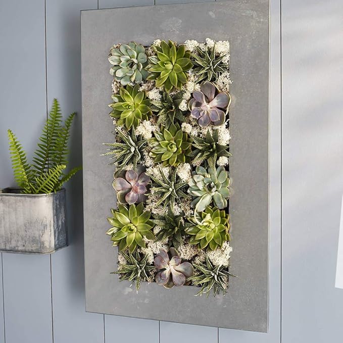 Modern Home Living Wall Galvanized Steel/Zinc Succulent Planter, Wall Mounted Garden Pocket Planter (18 Pocket, Aged Zinc)
