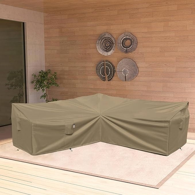 Heavy Duty Outdoor Sectional Sofa Cover - 100"X100" Waterproof 600D Patio Couch Cover for V-Shaped Lawn Patio Furniture