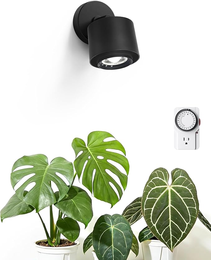 Barrina TR40a Track Plant Lights for Indoor Growing, 40W Ceiling Grow Lights with Adjustable Beam Angle (15°-60°), 5000K Full Spectrum Wall Plant Light with Timer for Greenhouse, Black Cover