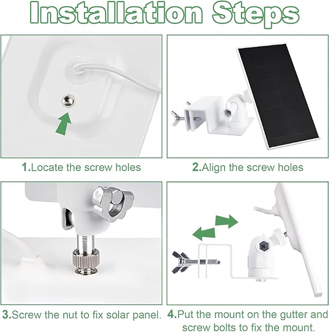 4 Pack Gutter Mount Compatible for Ring Solar Panel, Universal Solar Panel Ring Gutter Mount for Arlos, Arlo pro, Arlo pro2, Reolink Cams and Other Solar Panel