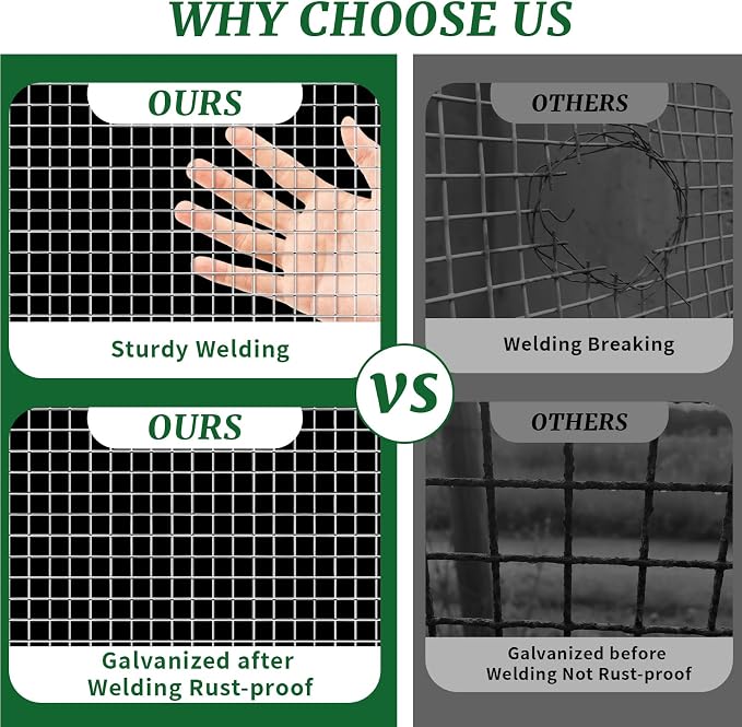 16in x 50ft 19 Gauge Hardware Cloth 1/2 Inch Mesh Roll - Galvanized Chicken Wire Fencing for Garden Fence, Poultry Netting, Gopher Barrier, Animal Cage Screen, Chicken Wire Craft Projects