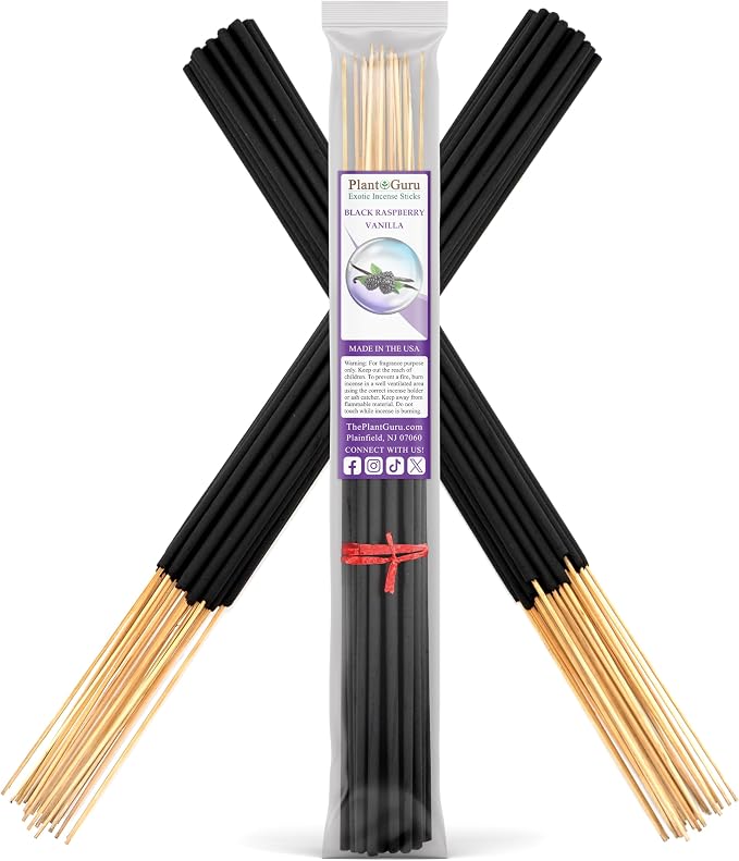 Black Raspberry Vanilla Exotic Incense Sticks Jumbo 19 Inch Long - Bulk 1 Bundle 27 to 30 Sticks - Natural 19" Extra Large with A Smooth Aroma That Burns for 3 to 4 Hours Each.