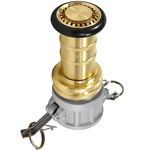Heavey Duty 2 Inch Fire Hose Nozzle Brass Fire Equipment Industial Spray Jet Fog Nozzle with 2" Aluminum Camlock Fitting