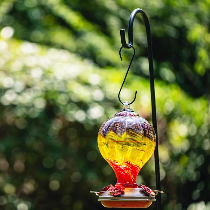Gifts for Women Hummingbird Feeders, 34OZ Hand Blown Glass Hummingbird Feeder for Outside Ant Moat Leakproof for Mom (Wavy Mauve) | LaElvish Garden Gifts for Women Hummingbird Feeders, 34OZ Hand Blown Glass Hummingbird Feeder for Outside Ant Moat Leakp...