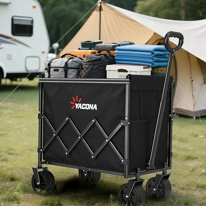 360LBS Wagons Carts Foldable, 240L Lightweight Wagon with All Terrain Wheels, Collapsible Wagon Cart for Grocery, Camping, Beach, Garden & Sports