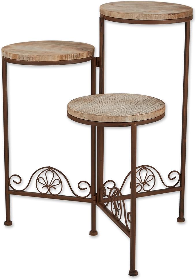 Gifts and Decor Rustic Finish Triple Planter Table Set