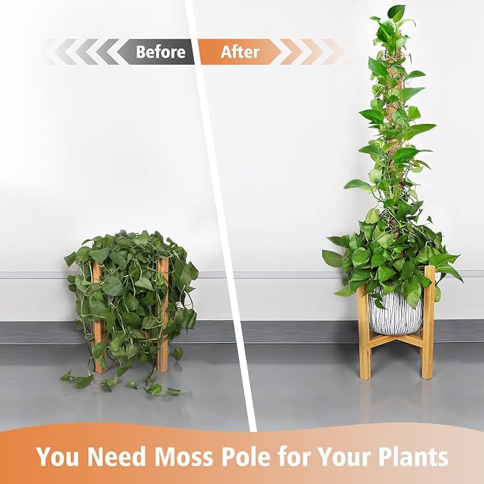 JJGoo Moss Pole for Plants Monstera,【8 Pack】 17 inch Plant Support Pole, Extendable Coir Totem Pole for Potted Plants Pothos, Train Indoor Climbing Plants to Grow Upwards