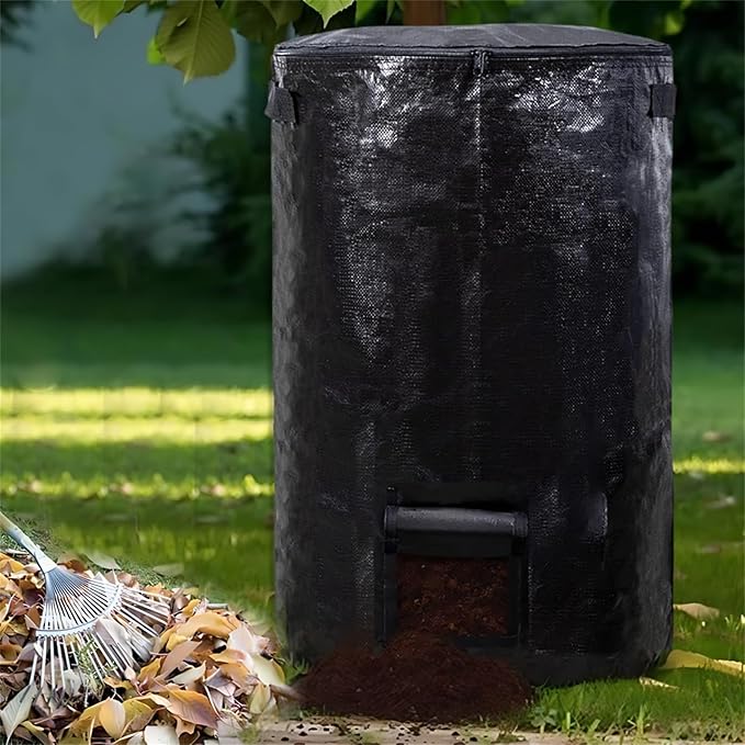 Large Compost Bin Bags,Garden Compost Bin Bags 80 Gallon(300L) Outdoor Collapsible Garden Yard Garbage Cans Leaf Bag (Black 2pcs)